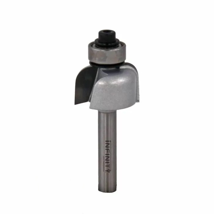 Carbide tipped router bit with ball bearing guide for woodworking and shaping edges