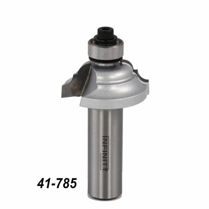 Carbide edge router bit with bearing, steel shank, and model number 41-785 for woodworking.