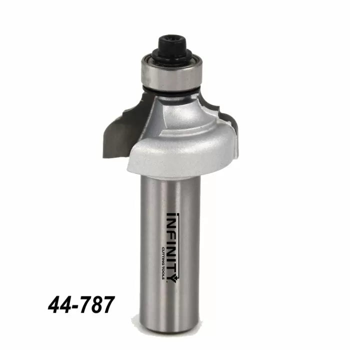 Carbide-tipped round over router bit with bearing, model 44-787, for woodworking