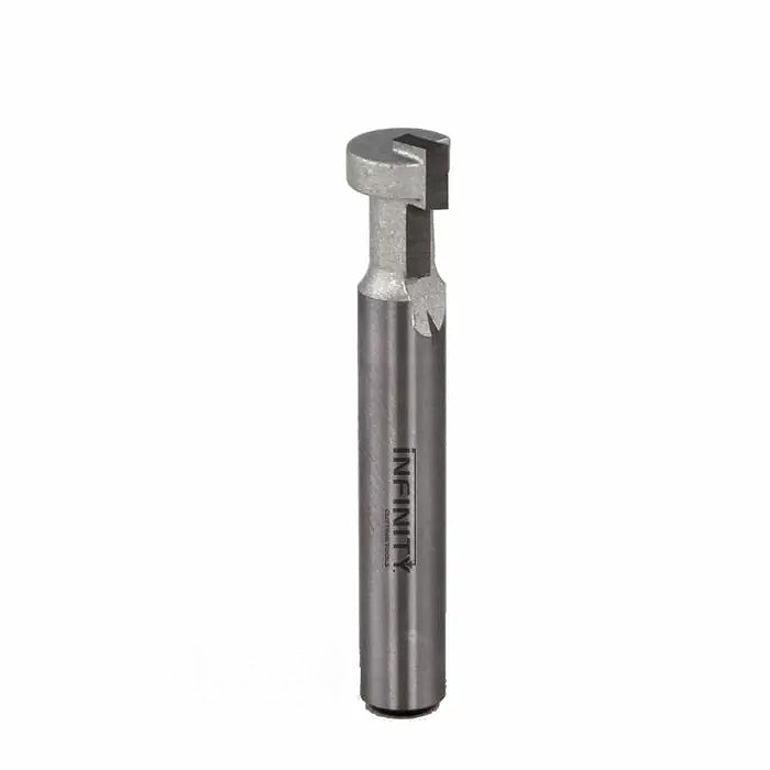 Slot cutter router bit with steel shank for woodworking, isolated on white background