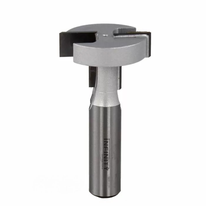 Slotting router bit with metal shank and cutting edges for woodworking projects