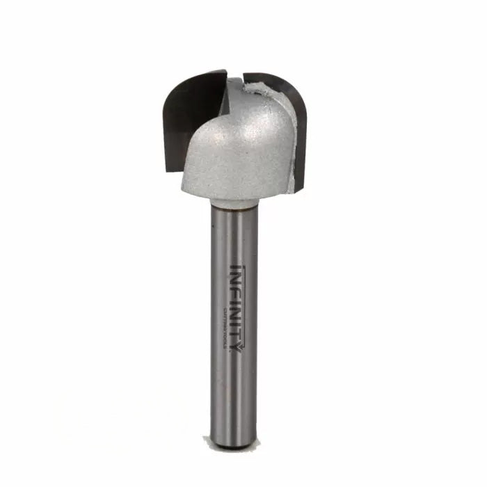 Carbide-tipped core box router bit for woodworking, isolated on white background