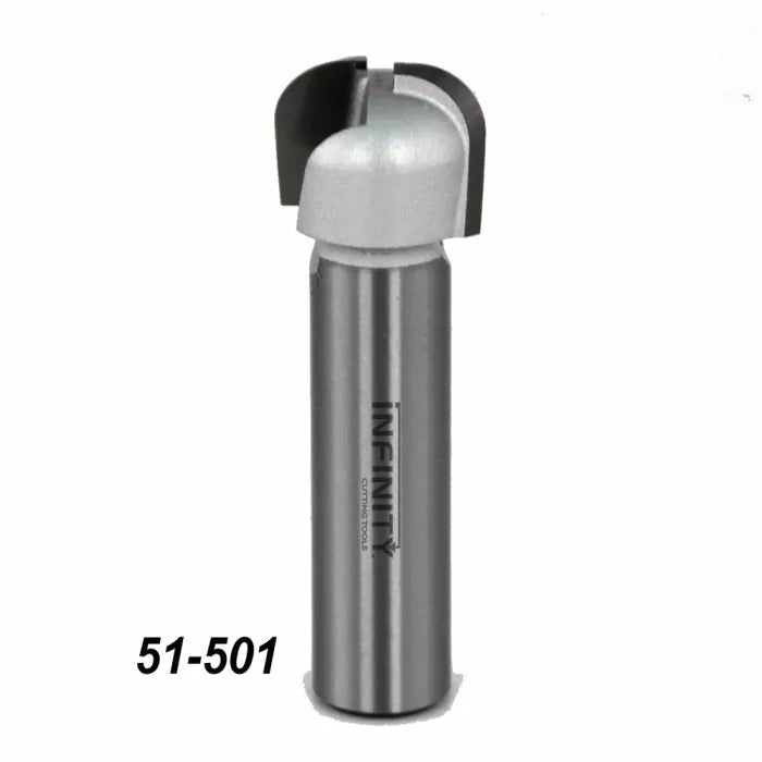 Round nose router bit with steel shank for woodworking, product number 51-501.