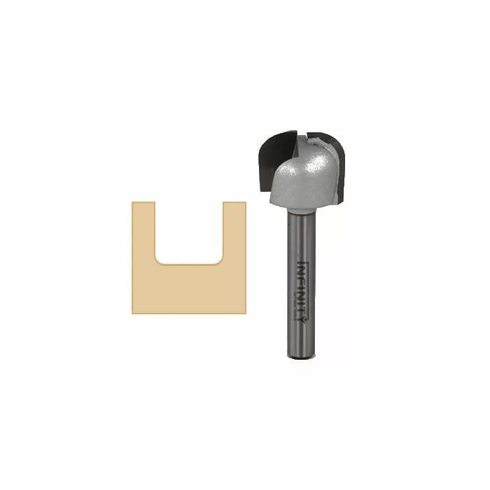 Router bit with flat-bottom groove profile, ideal for woodworking joinery cuts