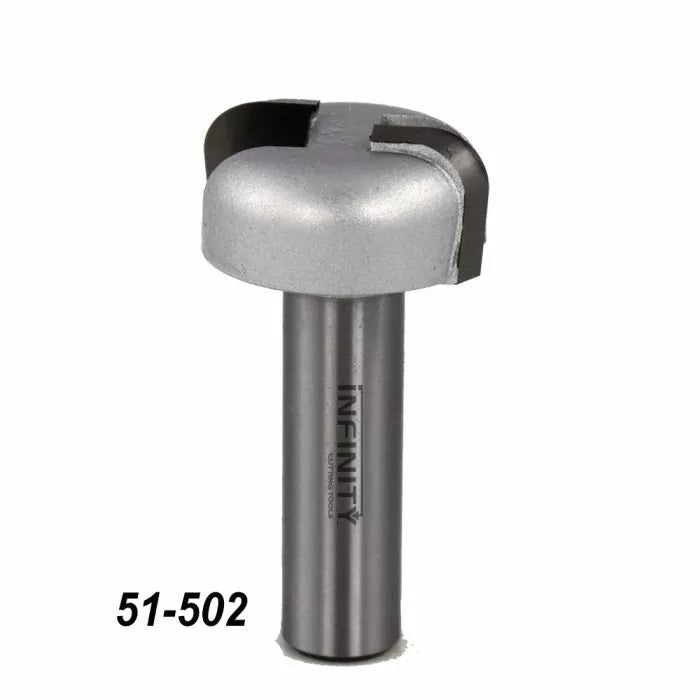 Round nose router bit for woodworking, steel shank, cutting edge, model 51-502