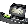 Digital angle gauge with LCD display on a carpenter’s level, woodworking tool