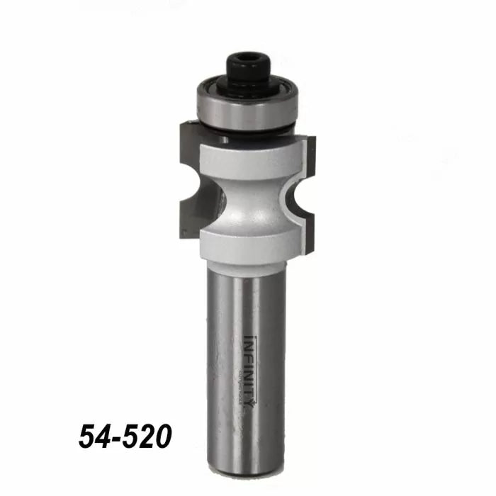 Groove profile router bit with ball bearing, labeled 54-520, for woodworking tools.