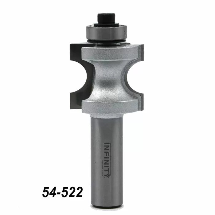 Steel woodworking router bit with ball bearing guide, model 54-522, for molding and shaping.