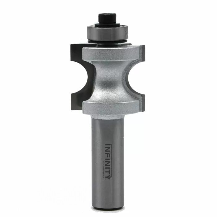 Carbide woodworking router bit with bearing for creating decorative edge profiles