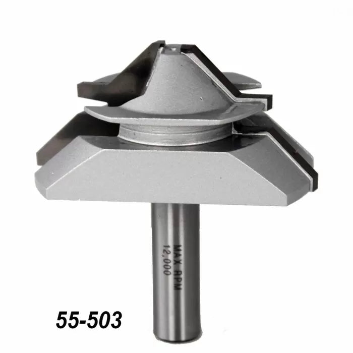 Carbide tipped rail and stile router bit for woodworking, labeled 55-503, on white background