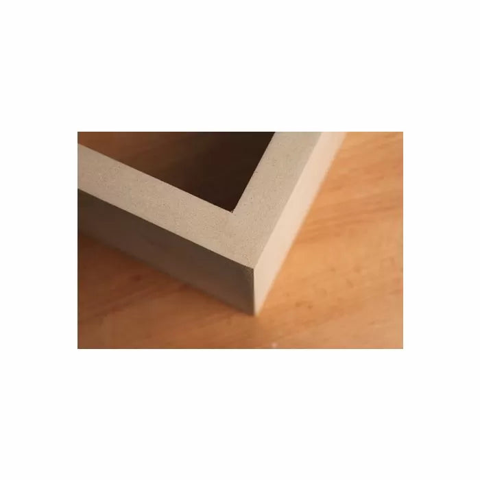 Precision mitered MDF joint on wood surface, ideal for woodworking projects