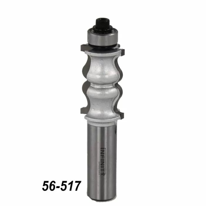 Cove and bead router bit with ball bearing, woodworking tool, model 56-517 on white background