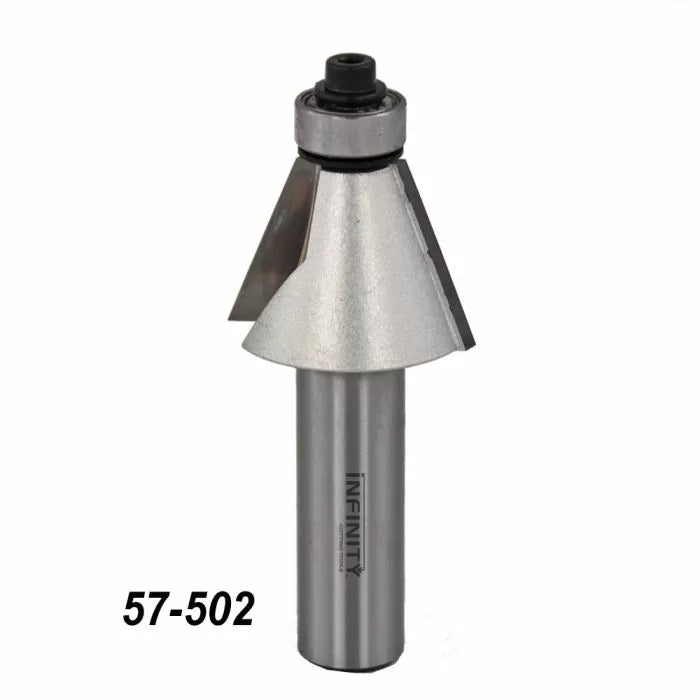 Stainless steel chamfer router bit for woodworking, straight shank, part number 57-502