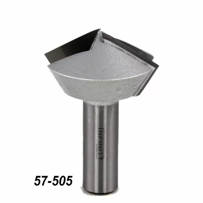 Carbide-tipped router bit with flat cutting edge, model 57-505 for woodworking