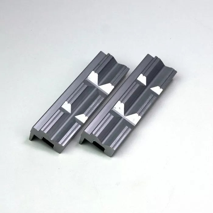 Pair of aluminum miter gauge fence stops for woodworking jigs and table saws