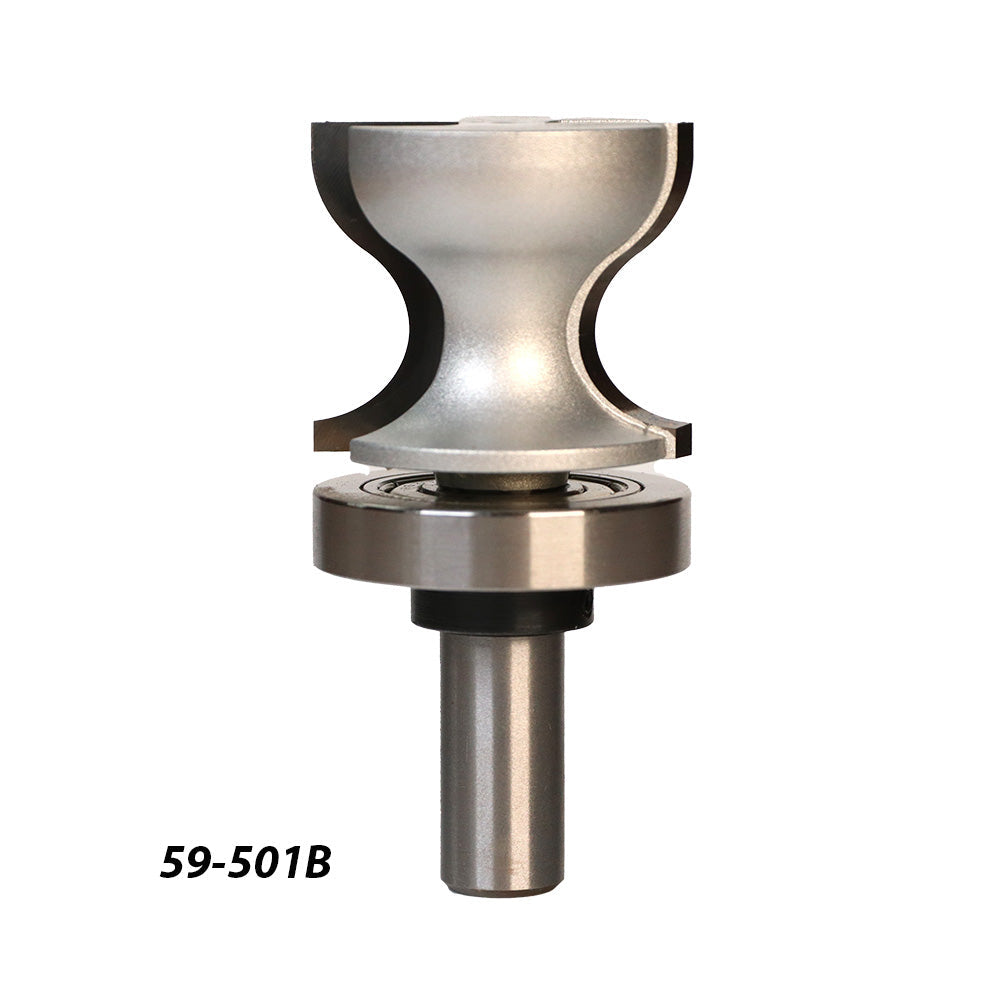 Cove and bead router bit with bearing, woodworking tool, model 59-501B, on white background