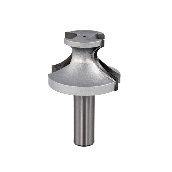 Carbide-tipped router bit with roundover profile for woodworking precision cutting