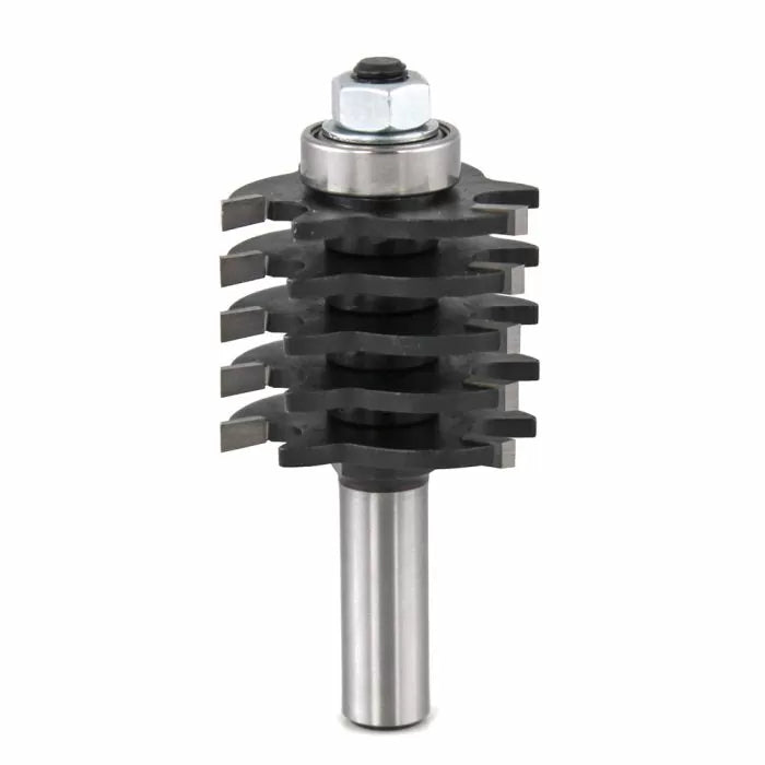 Stacked dado router bit for woodworking, featuring multiple carbide cutting blades.