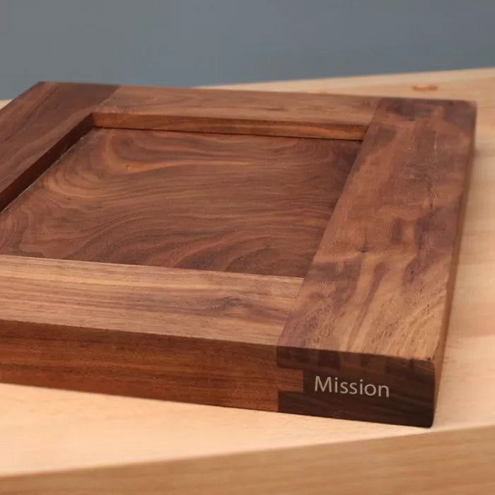 Mission style woodworking panel with rich wood grain, ideal for cabinet or furniture projects