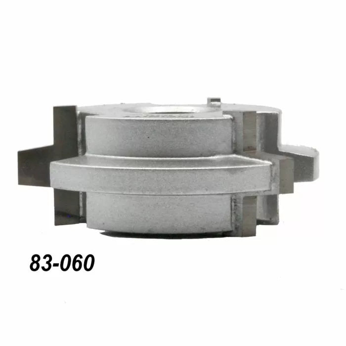 Carbide-tipped woodworking shaper cutter head, tool number 83-060, on white background.