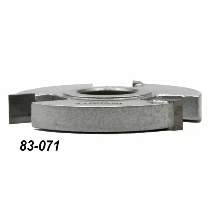 Carbide-tipped woodworking slot cutter, metal router bit 83-071, on plain white background.