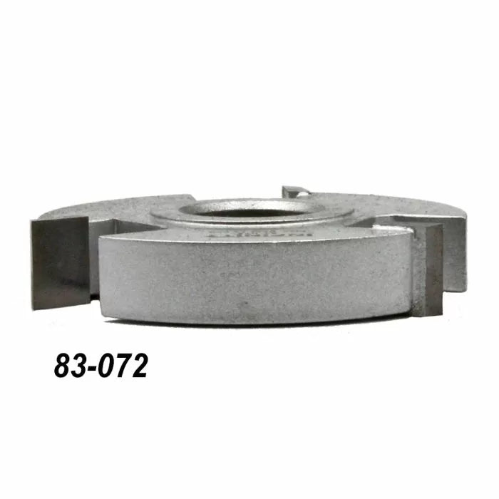 Steel woodworking slot cutter with carbide tips, tool number 83-072, on white background