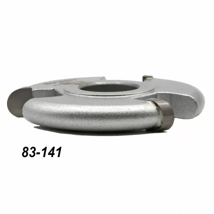 Carbide-tipped woodworking shaper cutter with part number 83-141, on white background.