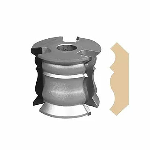 Woodworking shaper cutter for crown molding with decorative profile example