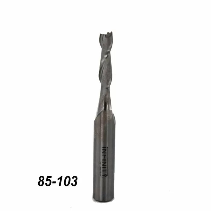 Up-cut spiral router bit for woodworking, type 85-103, with sharp cutting flutes