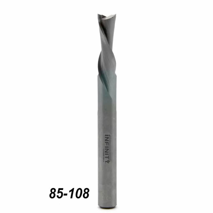 Spiral upcut router bit for woodworking, sharp carbide cutting tool, model 85-108