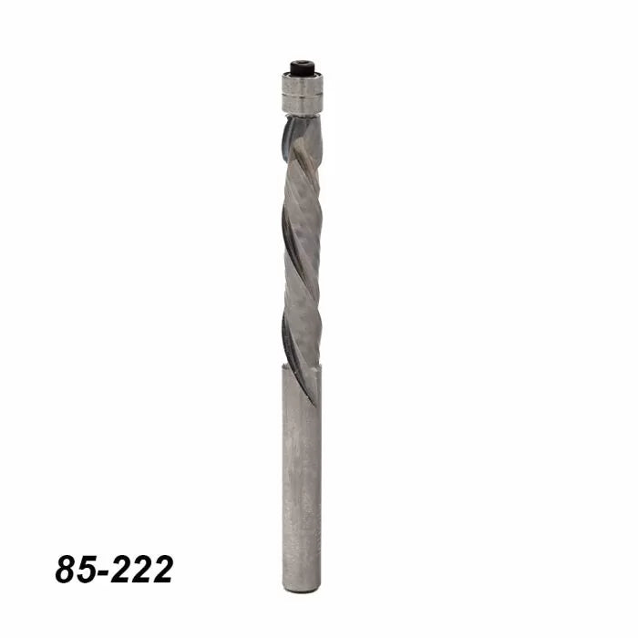 Spiral woodworking drill bit with stop collar, product number 85-222, on white background