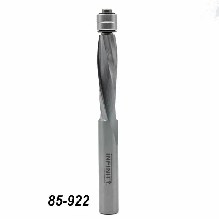 Carbide spiral flush trim router bit with top bearing on white background, model 85-922.