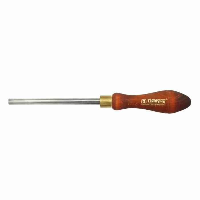 Woodworking round file with wooden handle and brass ferrule, ideal for fine shaping tasks