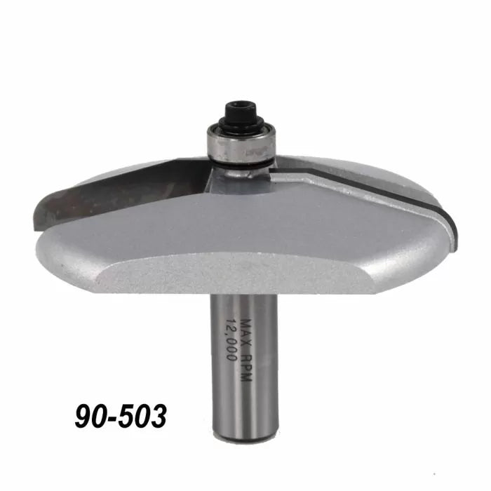 Roundover router bit with bearing for woodworking, model 90-503, close-up view