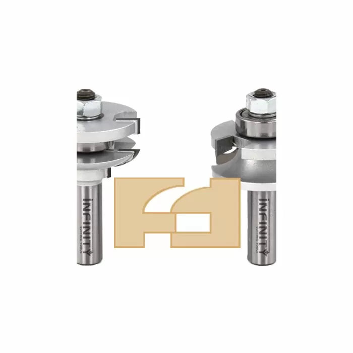 Carbide router bit set with bearings for joinery, ideal for woodworking precision cuts
