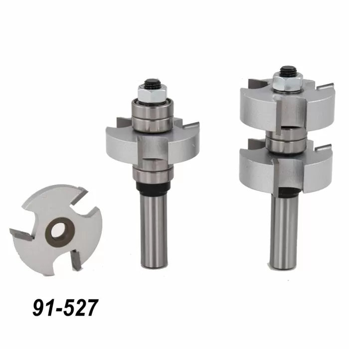 Carbide-tipped slot cutter router bit set with shank, woodworking tool, model 91-527