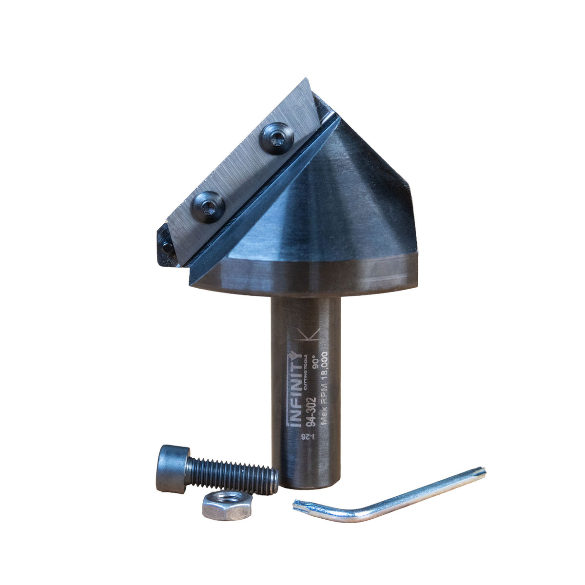 Insert Pro V-Groove 90 Deg x 3" D x 1-1/2" CH x 3/4" Shank, Single Flute