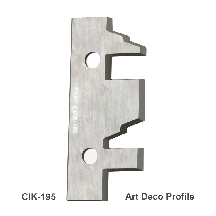 Steel molding knife CIK-195 with Art Deco profile for woodworking jointer or planer