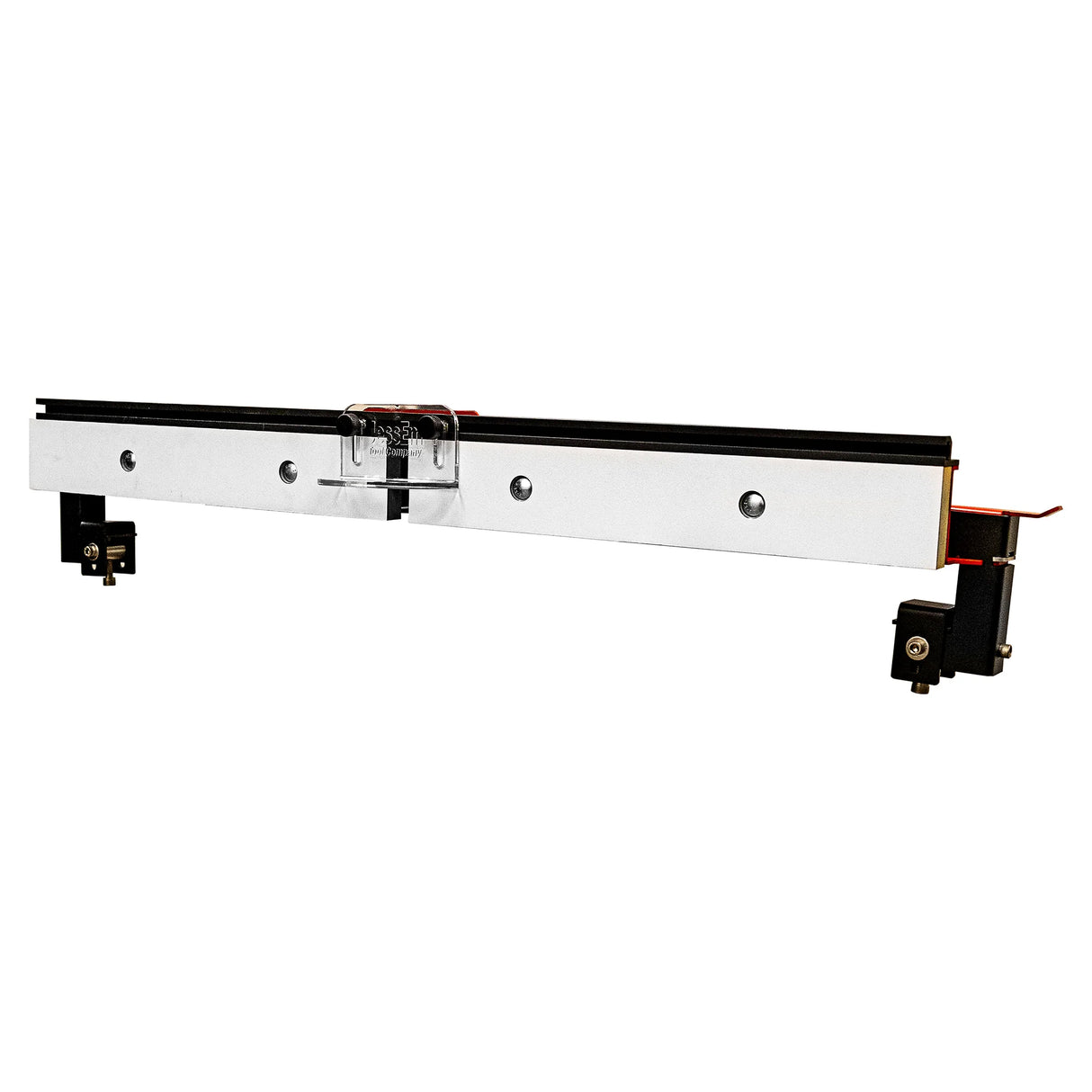 Aluminum router table fence with adjustable clamps for woodworking precision