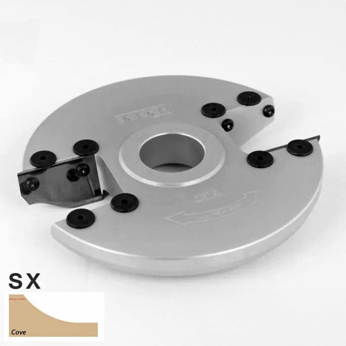 Cove profile woodworking cutter head with replaceable carbide inserts for shaping wood edges