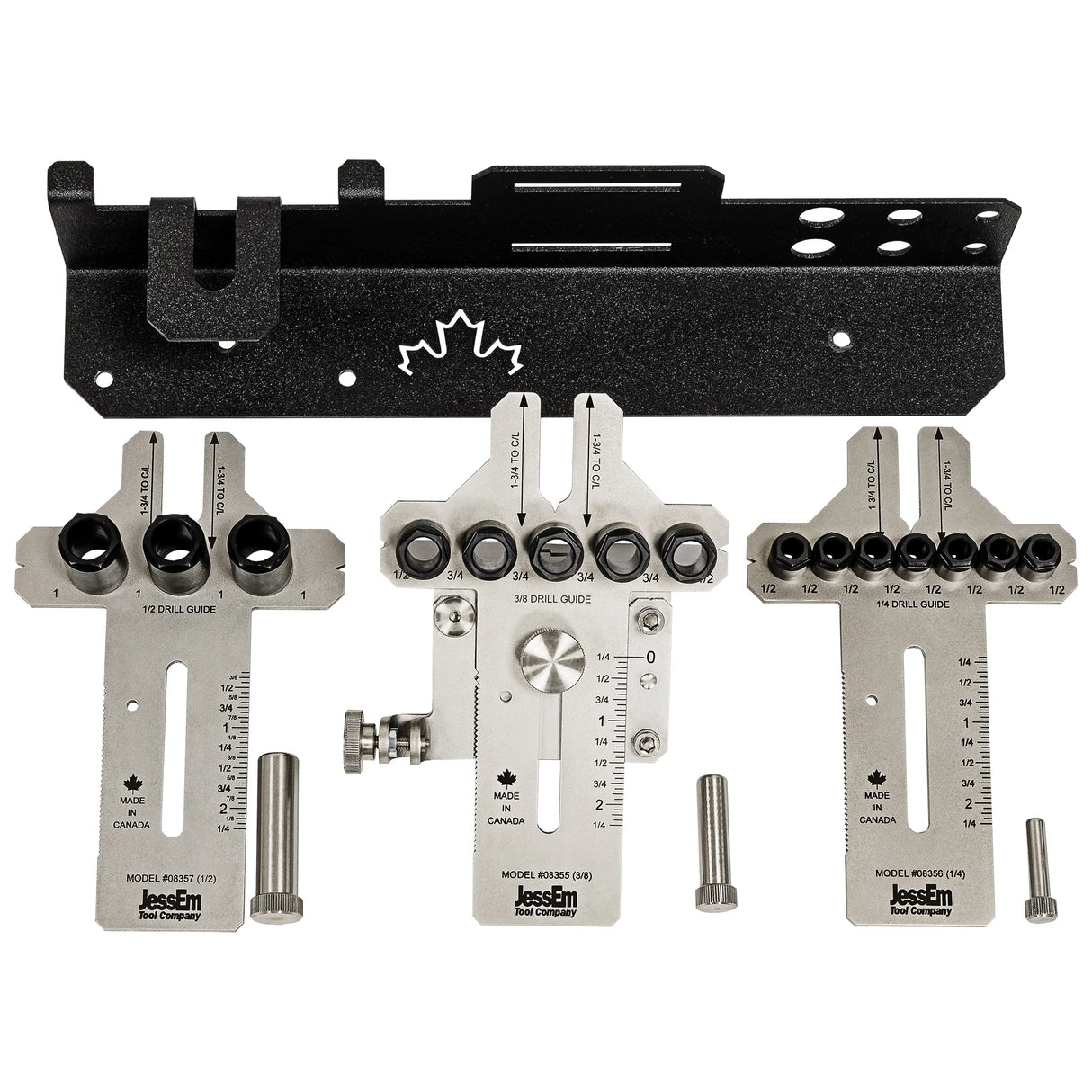 Precision woodworking drill guide jigs and accessories set for accurate hole drilling