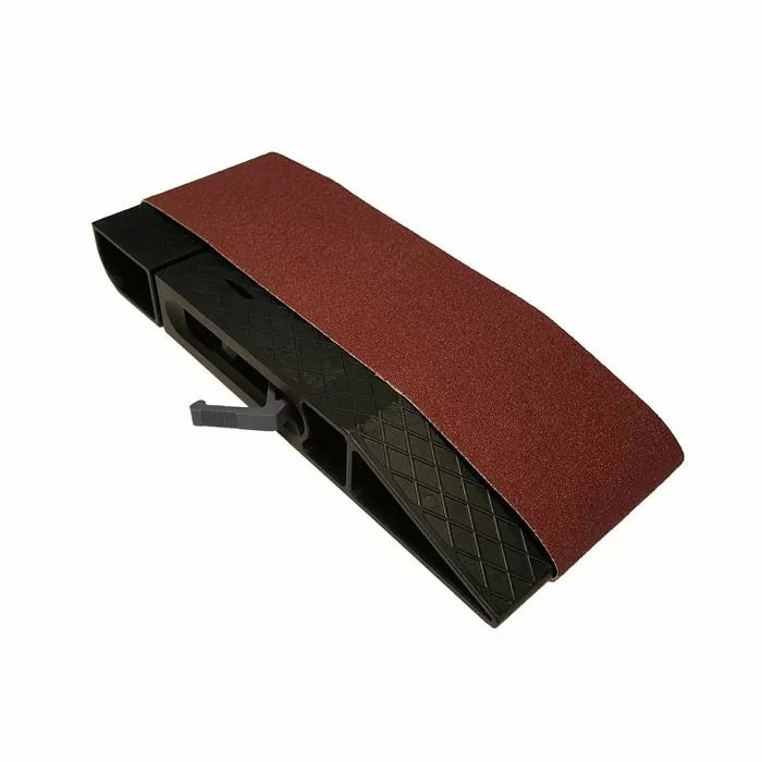 Hand sanding block with abrasive sandpaper for woodworking and surface finishing tasks