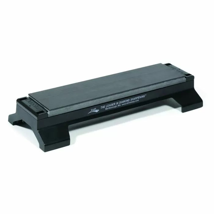 Diamond sharpening stone on a black stand for woodworking tool maintenance