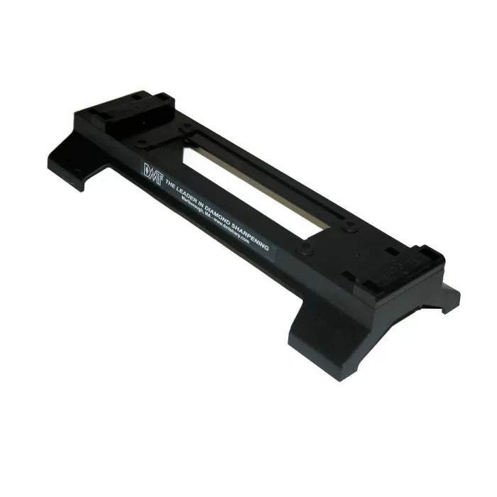 Black diamond sharpening stone holder for woodworking tools on white background