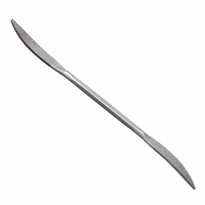 Double-ended metal rasp tool for woodworking, isolated on white background