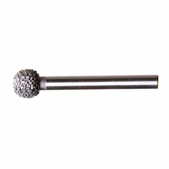 Ball-shaped wood carving burr with textured surface for rotary tool woodworking