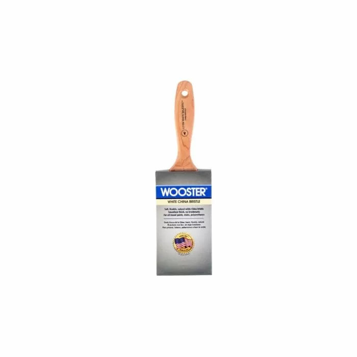 Wooster white china bristle paint brush with wooden handle, woodworking tool product photo