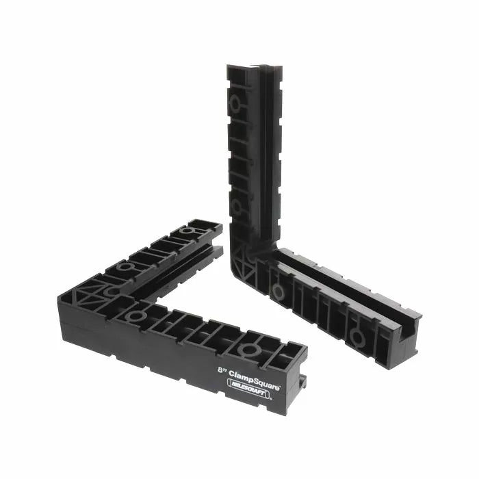 Set of two black 8-inch clamp squares for woodworking and assembly projects