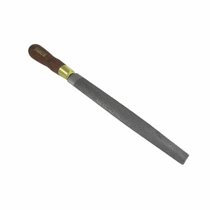 Woodworking wood rasp hand tool with textured steel file and wooden handle