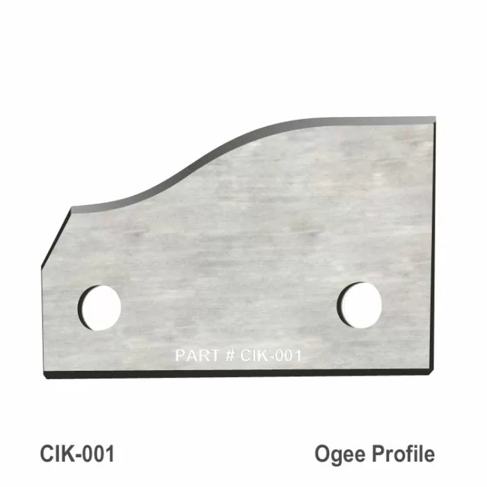 Ogee profile carbide insert knife for woodworking, CIK-001, with mounting holes